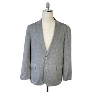 J CREW Men's 44R Gray Slim Unstructured Linen Cotton Ludlow 2 Button Blazer